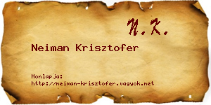 Neiman Krisztofer névjegykártya